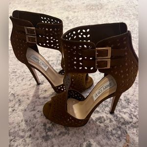 Jimmy Choo Laser Cut Boots Suede tan/army green/dark